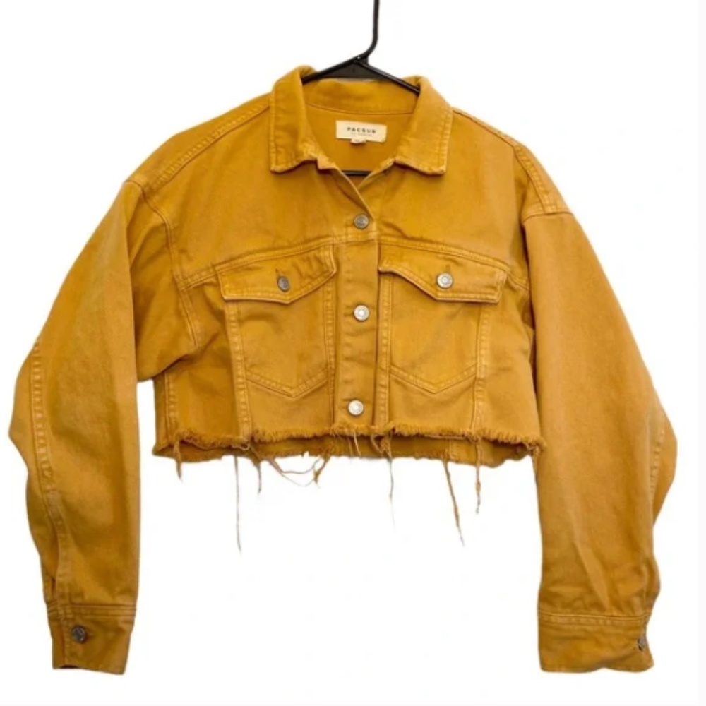 ❤️ PacSun cropped yellow denim jacket